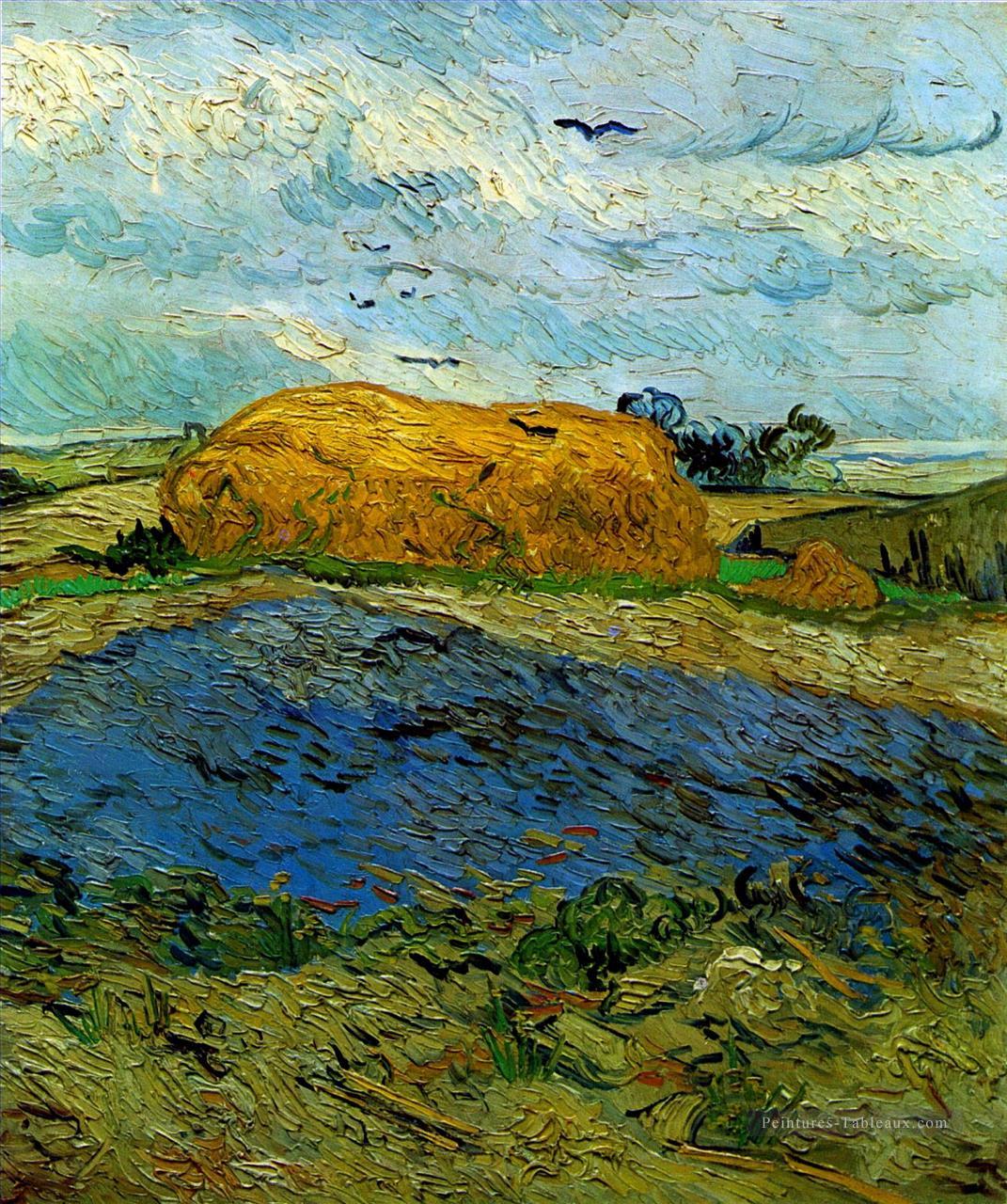 Botte de foin sous un ciel pluvieux Vincent van Gogh Peintures à l'huile